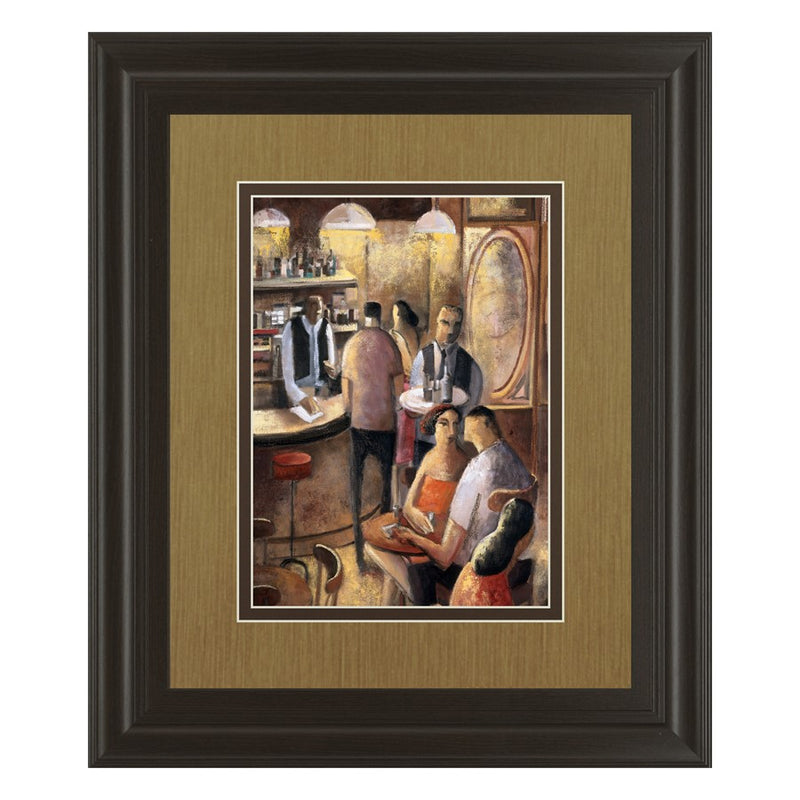 Classy Living Cozy Bar Scene Wall Art Double Mat 34"x40", Chocolate