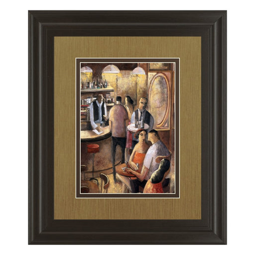 Classy Living Cozy Bar Scene Wall Art Double Mat 34"x40", Chocolate - DM5349