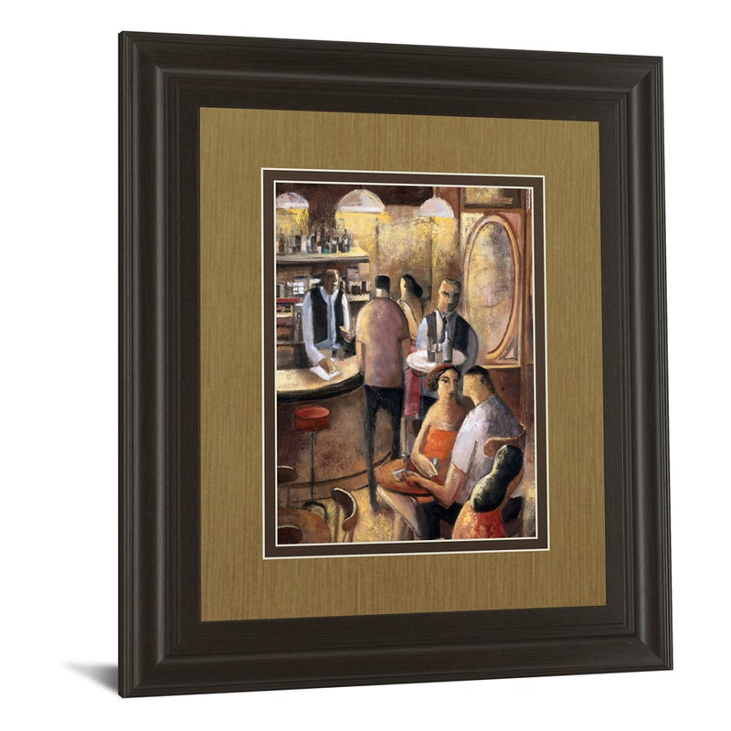 Classy Living Cozy Bar Scene Wall Art Double Mat 34"x40", Chocolate