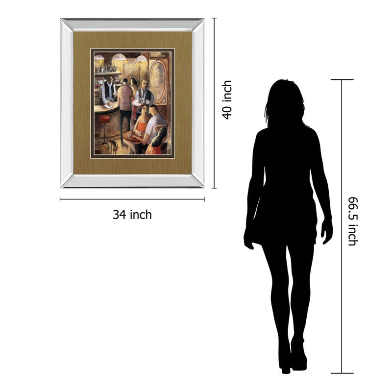 Classy Living Cozy Bar Scene Wall Art 34"x40", Mirrored