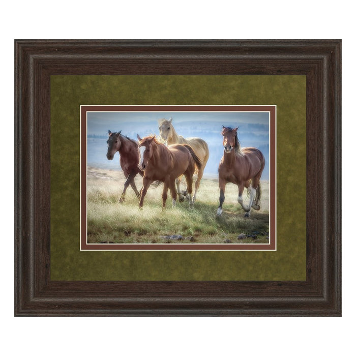 Classy Living Morning Stroll Wall Art Double Mat 40"x34", Brown Frame
