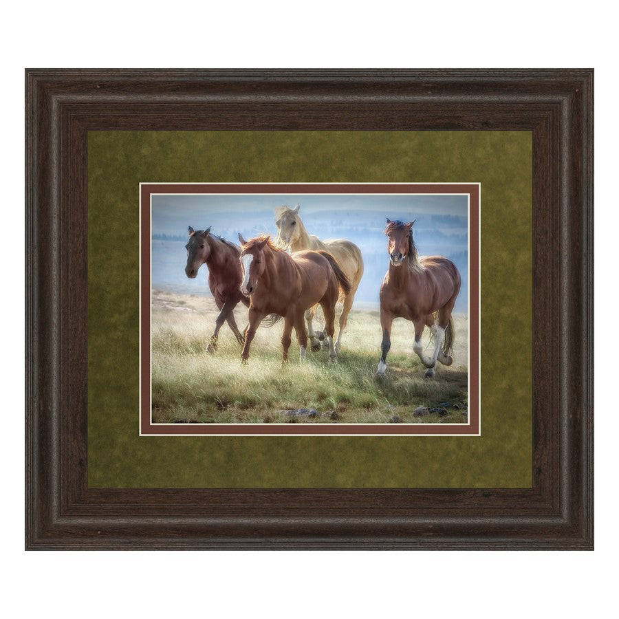 Classy Living Morning Stroll Wall Art Double Mat 40"x34", Brown Frame