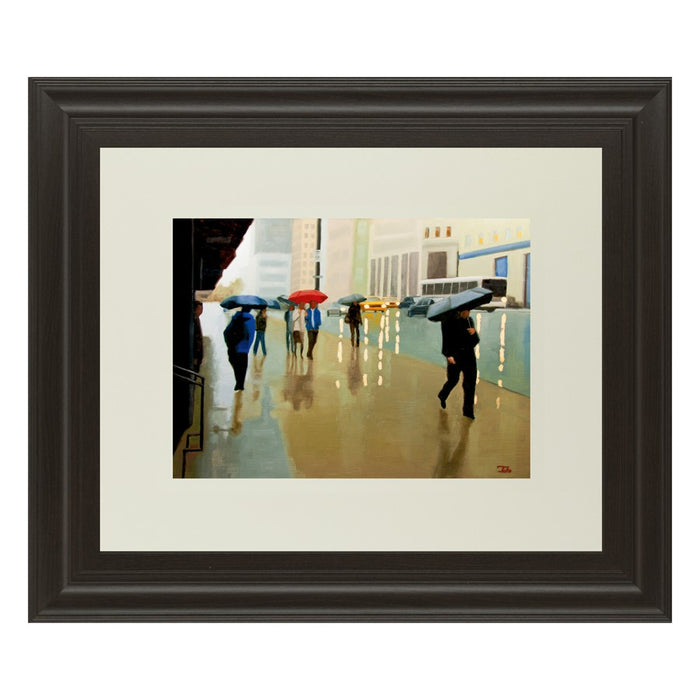 Classy Living Urban Rain Walk Wall Art Double Mat 40"x34", Chocolate