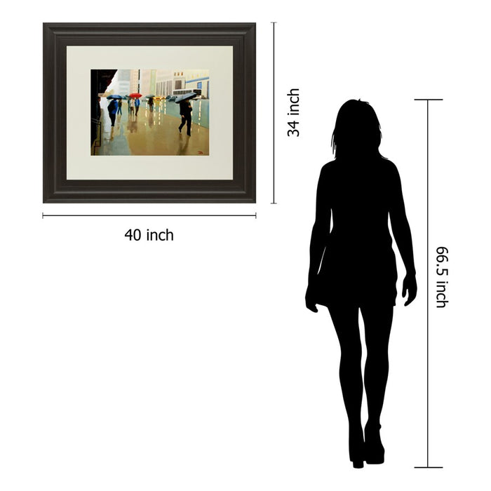 Classy Living Urban Rain Walk Wall Art Double Mat 40"x34", Chocolate