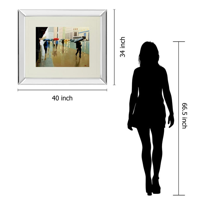 Classy Living Urban Rain Walk Wall Art 40"x34", Mirrored