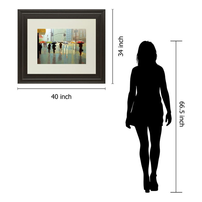 Classy Living Rainy City Stroll Wall Art Double Mat 40"x34", Chocolate