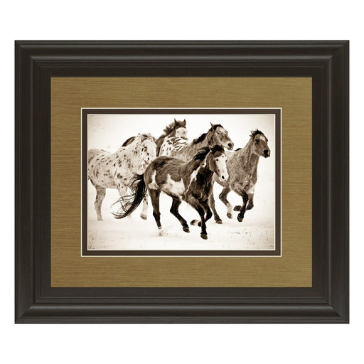 Classy Living Running Horses Wall Art Double Mat 40"x34", Chocolate