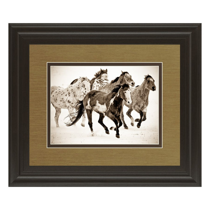 Classy Living Running Horses Wall Art Double Mat 40"x34", Chocolate