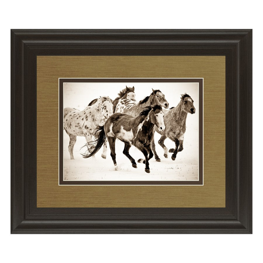Classy Living Running Horses Wall Art Double Mat 40"x34", Chocolate