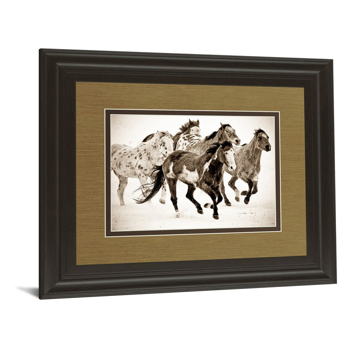 Classy Living Running Horses Wall Art Double Mat 40"x34", Chocolate