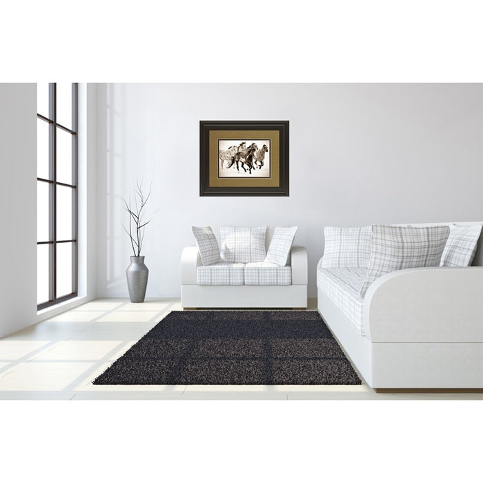 Classy Living Running Horses Wall Art Double Mat 40"x34", Chocolate