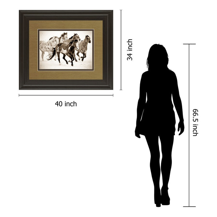 Classy Living Running Horses Wall Art Double Mat 40"x34", Chocolate