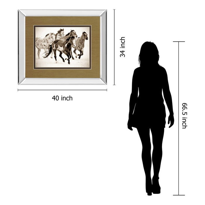 Classy Living Running Horses Wall Art 40"x34", Mirrored