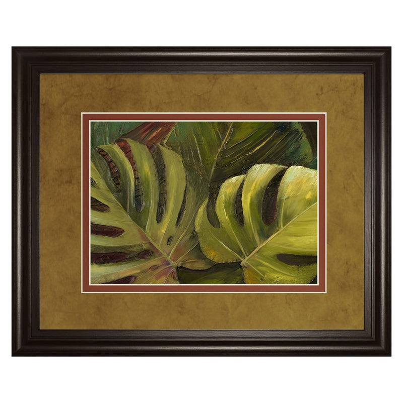 Classy Living Tropical Leaves Wall Art Double Mat 40"x34", Chocolate