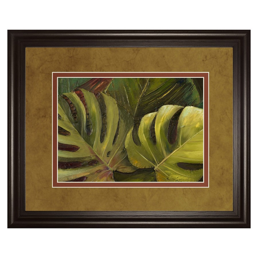 Classy Living Tropical Leaves Wall Art Double Mat 40"x34", Chocolate