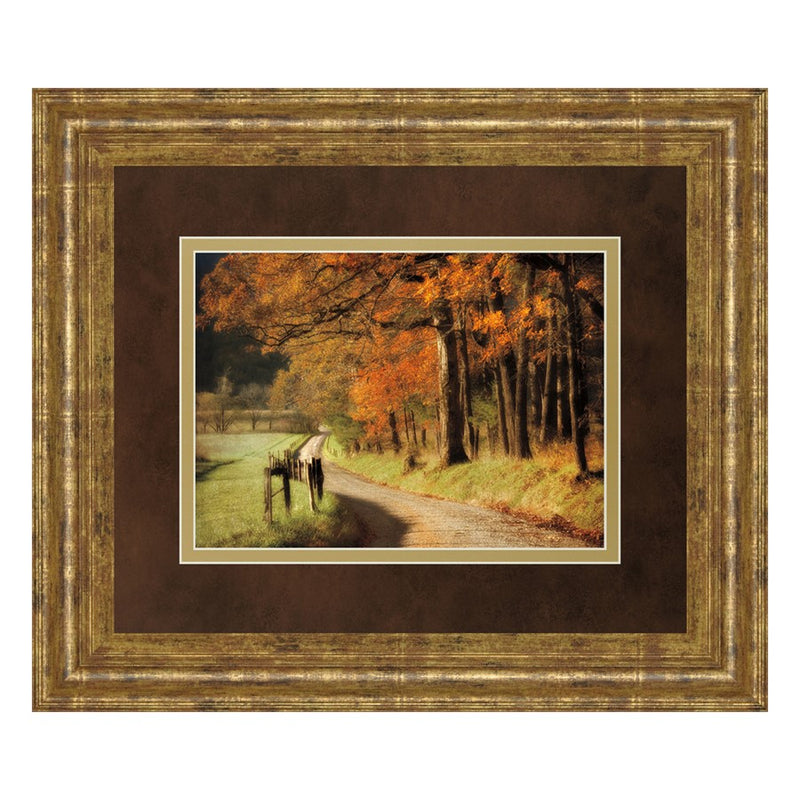 Classy Living Autumn Road Wall Art Double Mat 40"x34", Gilded Radiance
