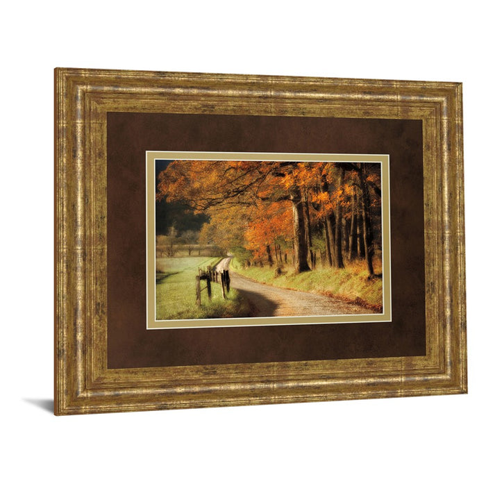 Classy Living Autumn Road Wall Art Double Mat 40"x34", Gilded Radiance