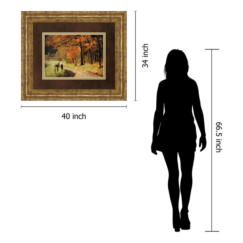 Classy Living Autumn Road Wall Art Double Mat 40"x34", Gilded Radiance