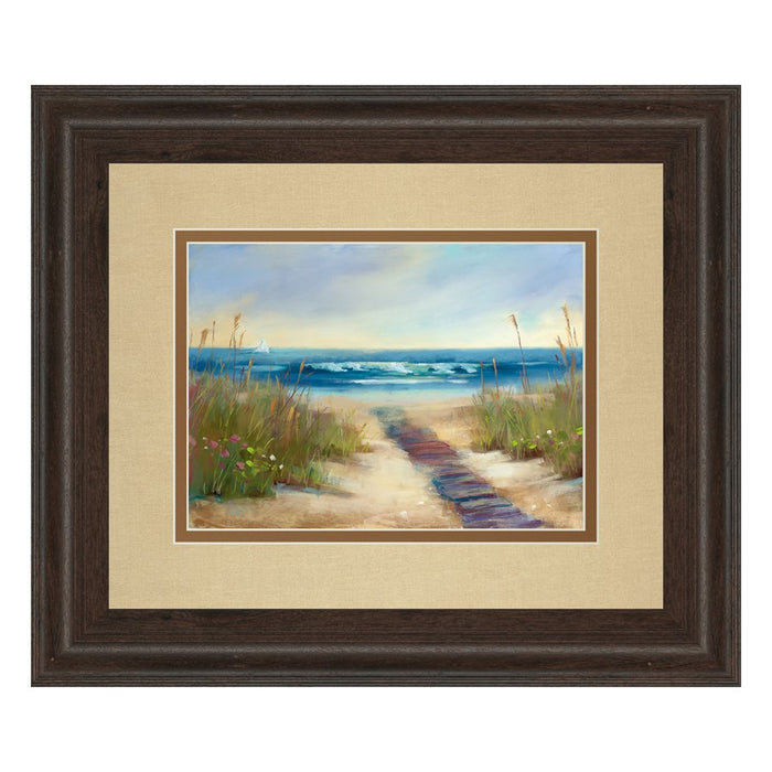 Classy Living Coastal Pathway Wall Art Double Mat 40"x34", Cinnamon Mocha