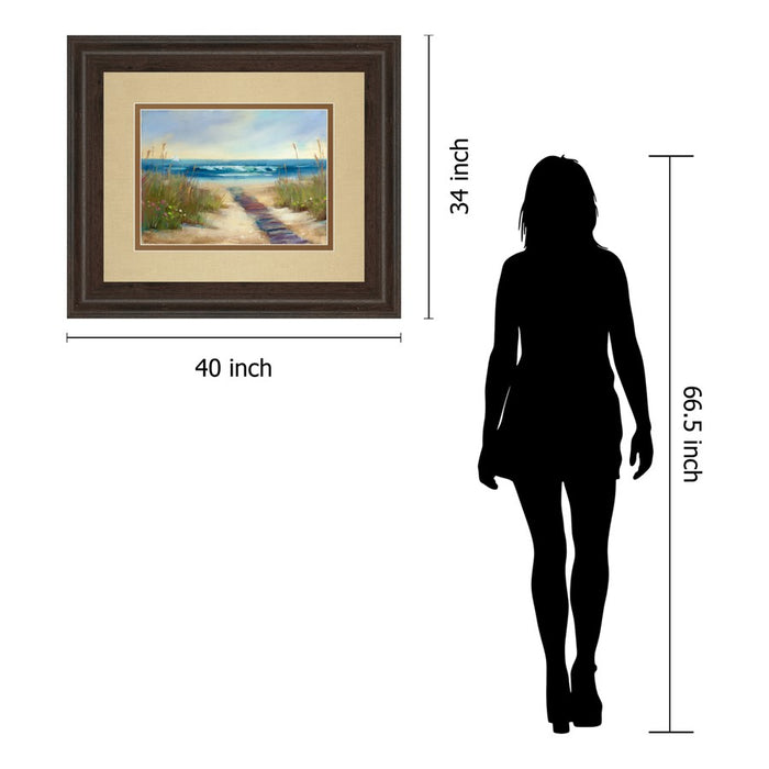 Classy Living Coastal Pathway Wall Art Double Mat 40"x34", Cinnamon Mocha