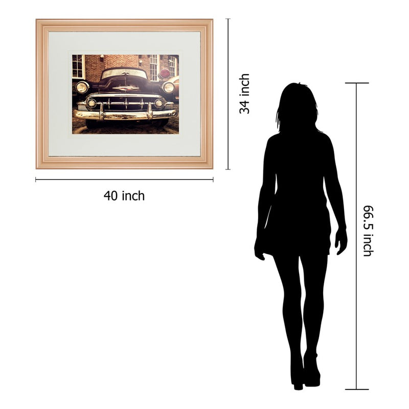 Classy Living Vintage Classic Ride Wall Art Double Mat 40"x34", Rose Gold