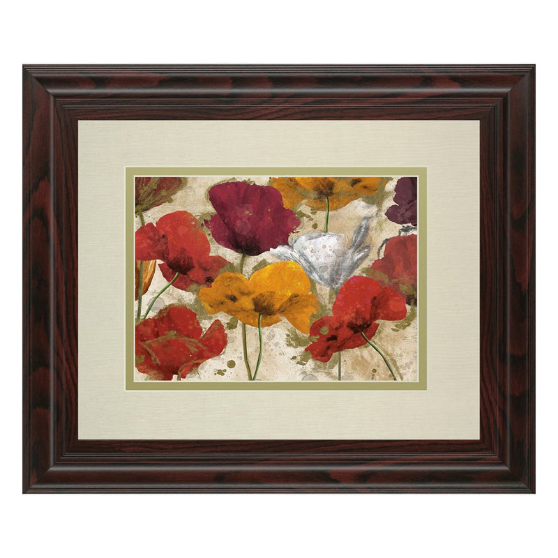 Classy Living Floral Symphony Wall Art Double Mat 40"x34", Brown Frame