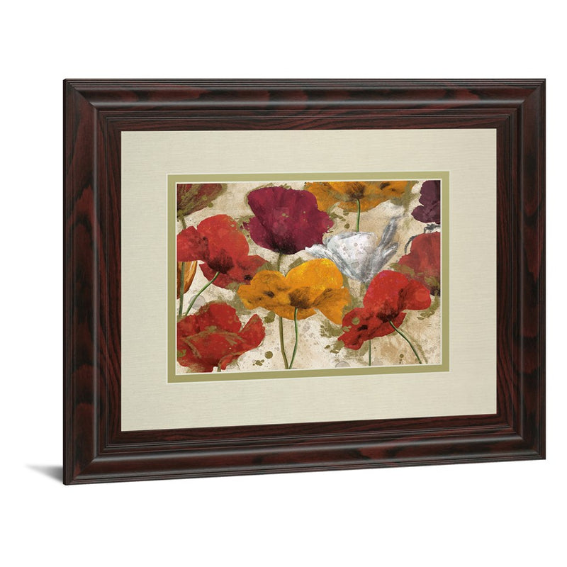 Classy Living Floral Symphony Wall Art Double Mat 40"x34", Brown Frame