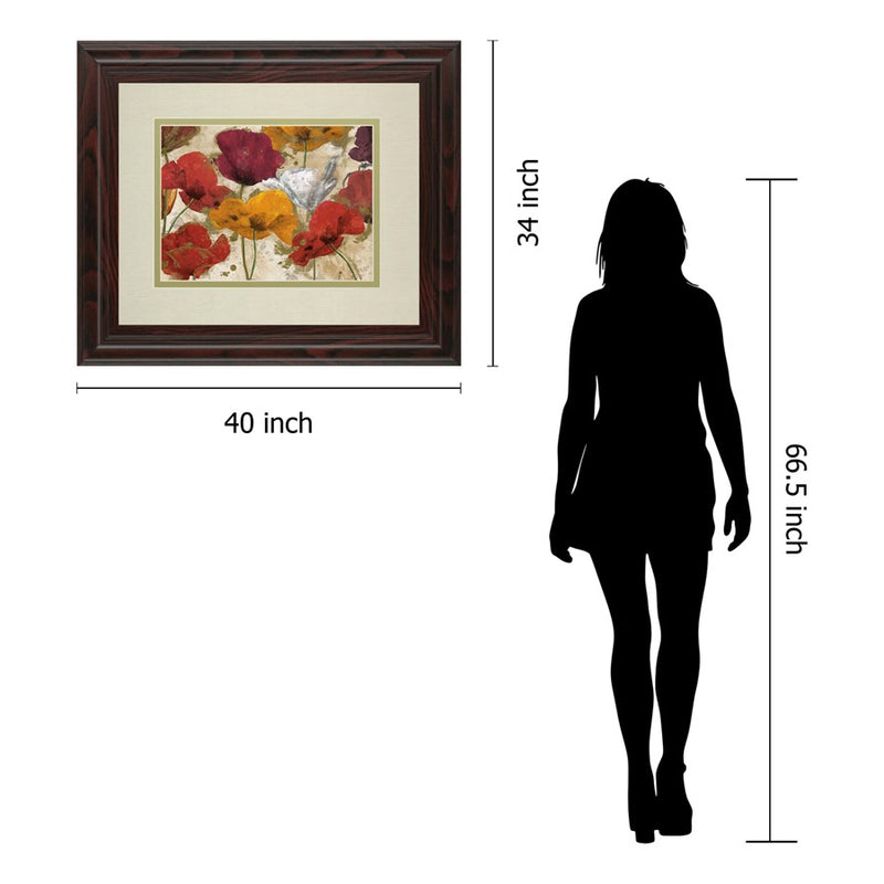 Classy Living Floral Symphony Wall Art Double Mat 40"x34", Brown Frame