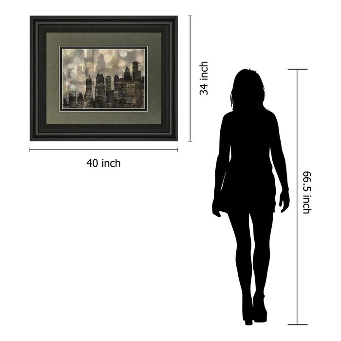 Classy Living City Lights Wall Art Double Mat 40"x34", Midnight Aura