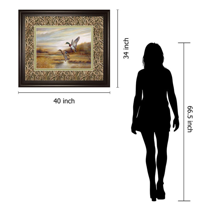 Classy Living Mallard Flight Wall Art Double Mat 40"x34", Cinnamon Mocha