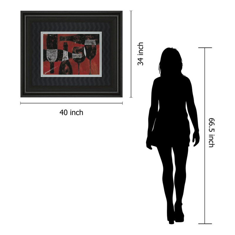 Classy Living Wine Elegance Wall Art Double Mat 40"x34", Midnight Aura