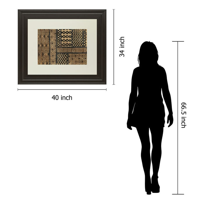 Classy Living Kuba Pattern Wall Art Double Mat 40"x34", Dark Chocolate