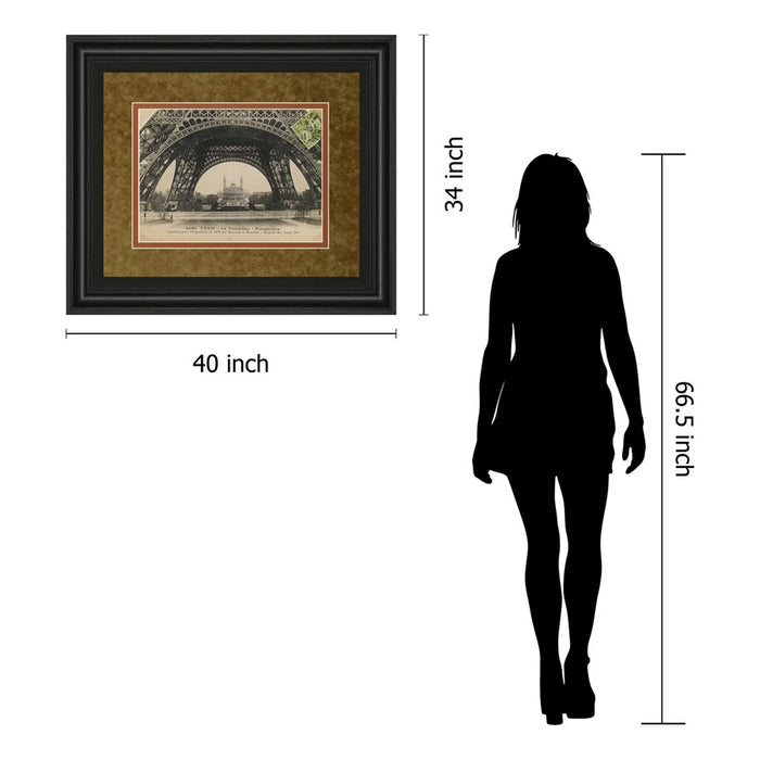 Classy Living Eiffel Base View Wall Art Double Mat 40"x34", Midnight Aura