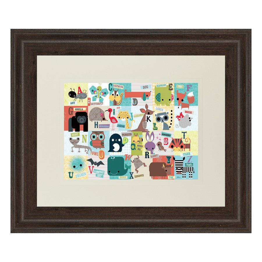 Classy Living Whimsical Alphabet Zoo Wall Art Double Mat 40"x34", Cinnamon