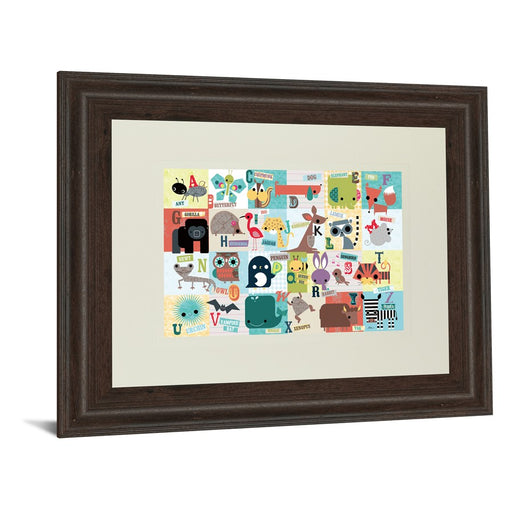 Classy Living Whimsical Alphabet Zoo Wall Art Double Mat 40"x34", Cinnamon