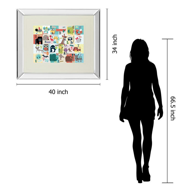 Classy Living Whimsical Alphabet Zoo Wall Art 40"x34", Mirrored