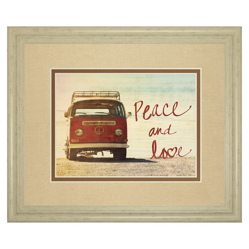 Classy Living Vintage Van Peace Wall Art Double Mat 40"x34", Ivory Bliss