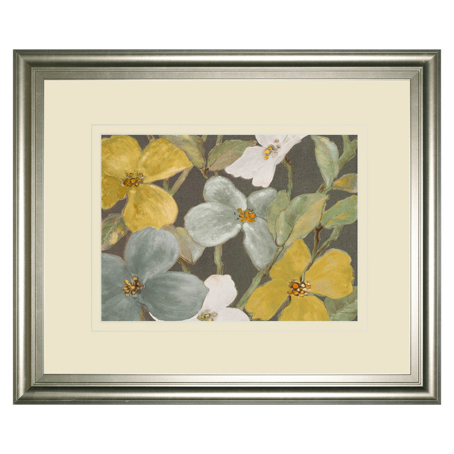 Classy Living Muted Blooms Wall Art Double Mat 40"x34", Silver
