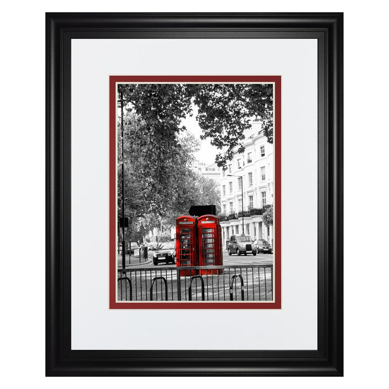 Classy Living Red Booths Wall Art Double Mat 34"x40", Black Frame