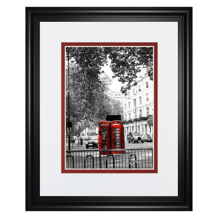 Classy Living Red Booths Wall Art Double Mat 34"x40", Black Frame