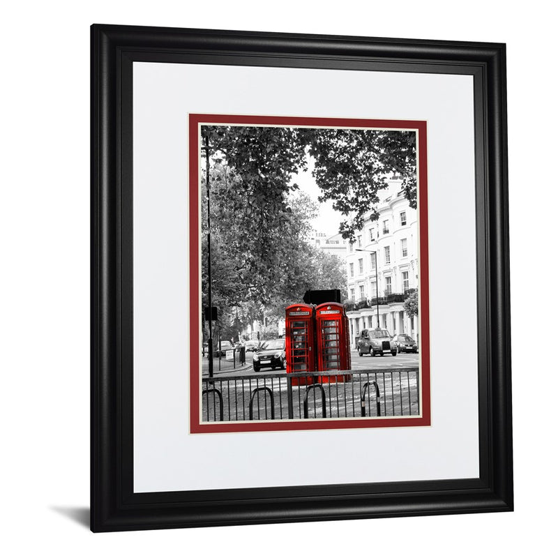 Classy Living Red Booths Wall Art Double Mat 34"x40", Black Frame