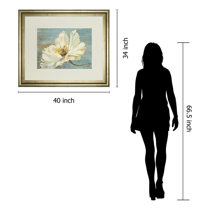Classy Living Serene Peony Wall Art Double Mat 40"x34", Crisp Chardonnay