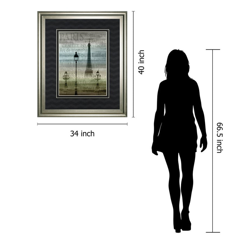 Classy Living Paris Landmarks Wall Art Double Mat 34"x40", Silver Serenity