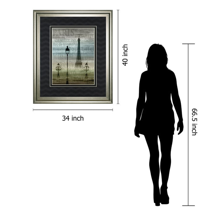 Classy Living Paris Landmarks Wall Art Double Mat 34"x40", Silver Serenity