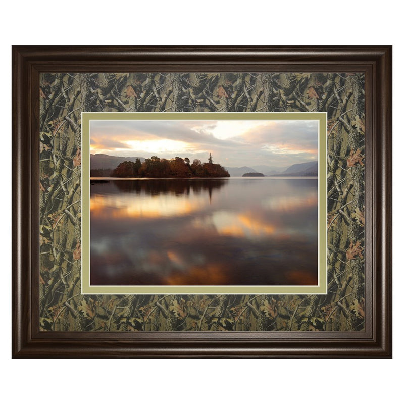 Classy Living Tranquil Lakeside Wall Art Double Mat 40"x34", Brown Frame