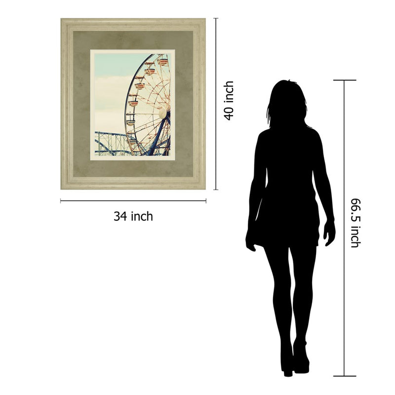 Classy Living Vintage Ferris Wheel Wall Art Double Mat 34"x40", Ivory