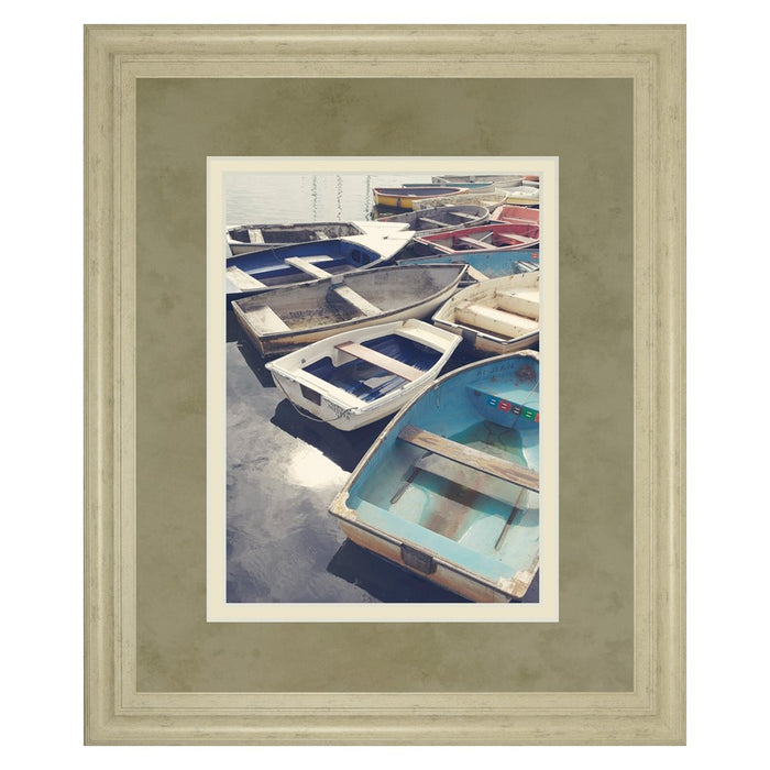 Classy Living Harbor Rowboats Wall Art Double Mat 34"x40", Ivory Bliss