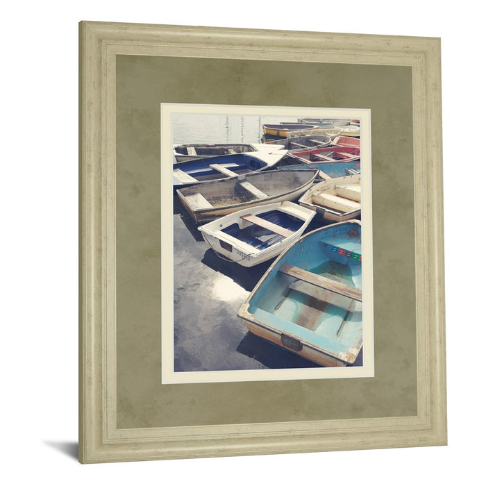 Classy Living Harbor Rowboats Wall Art Double Mat 34"x40", Ivory Bliss
