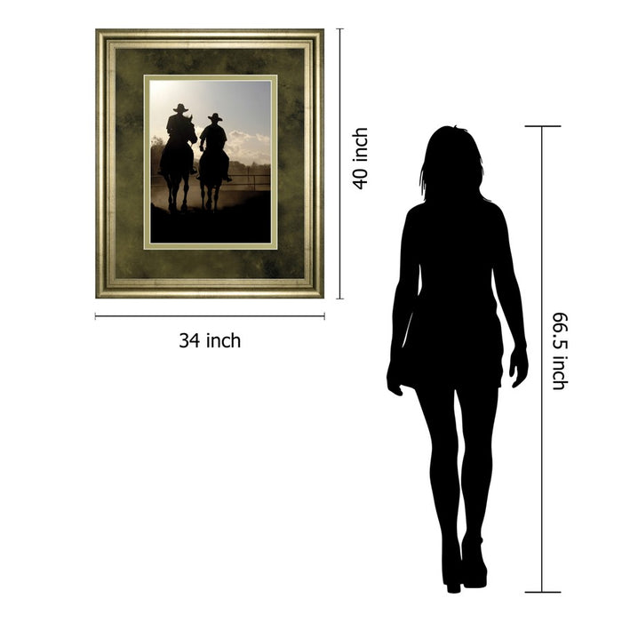 Classy Living Cavalier Silhouettes Wall Art Double Mat 34"x40", Chardonnay