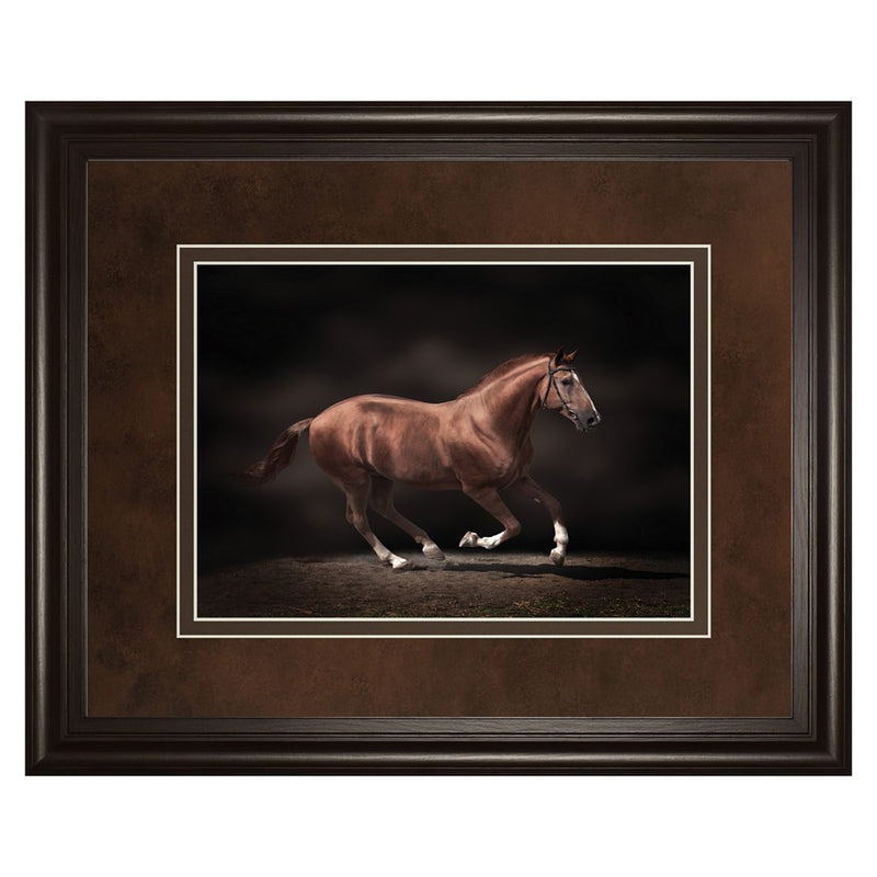Classy Living Galloping Stallion Wall Art Double Mat 40"x34", Chocolate